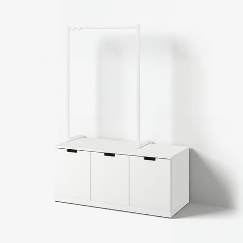 NORDLI خزانة بـ 3 أدراج, أبيض, 120x169 سم