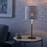 NYMÖ / SKAFTET مصباح طاولة, أبيض نحاس أصفر/نحاس أصفر, ‎24x30 سم‏