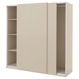 PAX / HASVIK تشكيلة دولاب ملابس., رمادي-بيج/رمادي-بيج, ‎200x66x201 سم‏