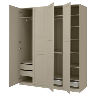 PAX / TYSSEDAL تشكيلة دولاب ملابس., رمادي-بيج/رمادي-بيج, ‎200x60x236 سم‏