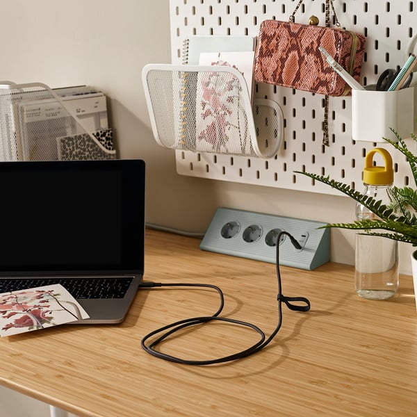 RUNDHULT كيبل USB-C to USB-C, رمادي غامق, ‎1.5 م/100 واط‏