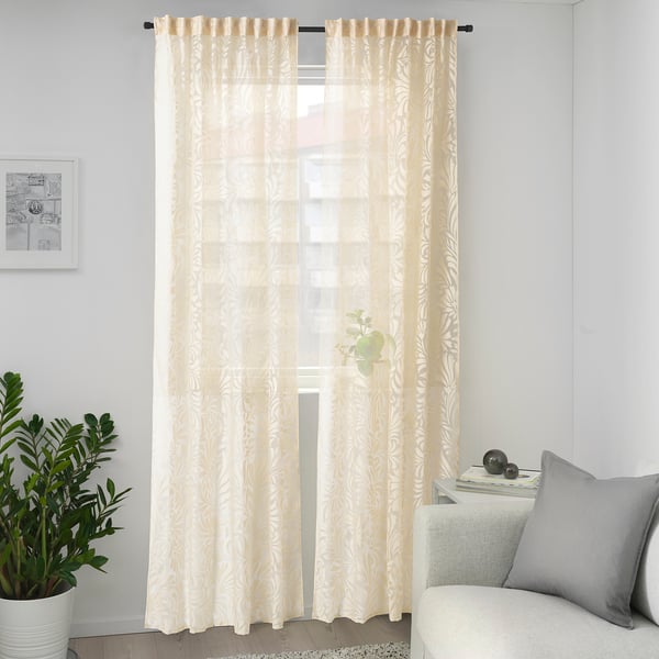 SKÄREFLY زوج ستائر رقيقة, بيج, ‎145x300 سم‏