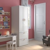 SMÅSTAD / PLATSA دولاب ملابس, أبيض مع إطار/مع درجين, ‎60x57x181 سم‏