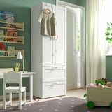SMÅSTAD / PLATSA دولاب ملابس, أبيض مع إطار/مع درجين, ‎60x42x181 سم‏