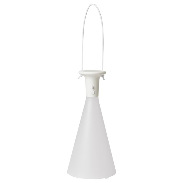 SOLVINDEN مصباح طاولة LED, يعمل بالبطارية خارجي/شكل مخروط أبيض, 26 سم