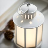 STRÅLA فانوس LED, يعمل بالبطارية أبيض, 13 سم