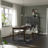 STRANDTORP / GRÖNSTA طاولة و 4 كراسي, بني/أبيض, ‎150/205/260 سم‏