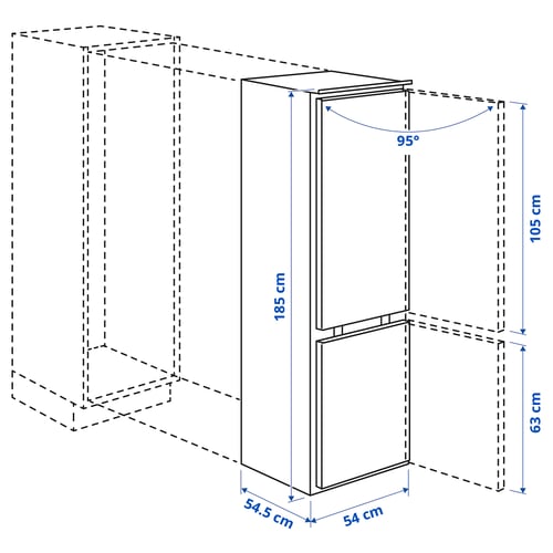 TINAD ثلاجة/مجمدة, IKEA 500 مدمج, 210/79 ل
