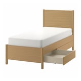 TONSTAD هيكل سرير+تخزين, قشرة سنديان, ‎90x200 سم‏
