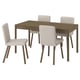 TONSTAD / TONSTAD طاولة و 4 كراسي, بني قشرة سنديان/Fridtuna بيج فاتح مظهر سنديان بني, ‎150x80 سم‏