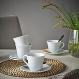 UPPLAGA كوب وصحن, أبيض, 23 سل