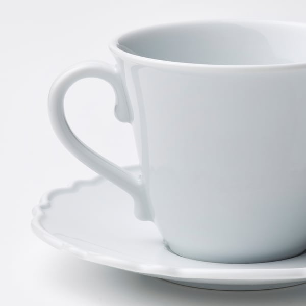 UPPLAGA كوب وصحن, أبيض, 23 سل