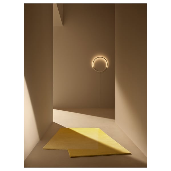 VARMBLIXT مصباح حائط LED, أبيض معدن/حلقة