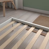 VEVELSTAD هيكل سرير مع لوحي رأس, أبيض/Tolkning خيزران, ‎180x200 سم‏