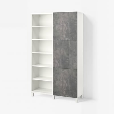 BESTÅ Storage combination with doors, white/Kallviken/Stubbarp concrete effect, 120x42x202 cm