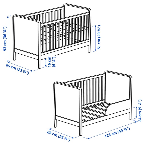 ÄLSKVÄRD 2-piece baby furniture set, birch/white, 60x120 cm