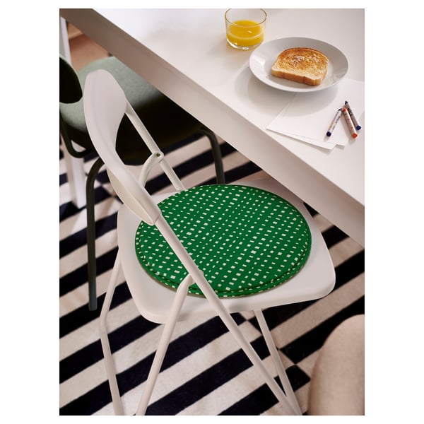 ÄNGSFRÄKEN Chair pad, green/white, 36 cm