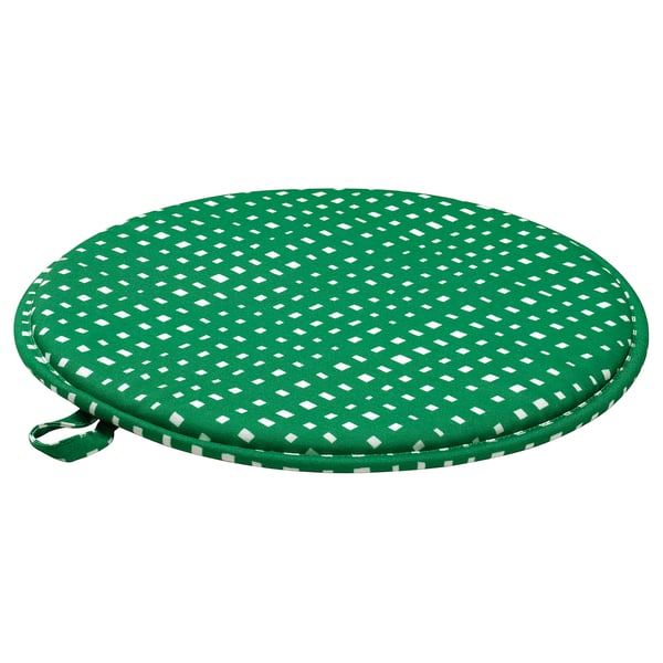 ÄNGSFRÄKEN Chair pad, green/white, 36 cm
