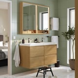 ÄNGSJÖN / BACKSJÖN Wash-stand/wash-basin/taps, oak effect, 120x49x69 cm