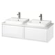 Option: ÄNGSJÖN / BACKSJÖN Wash-stand/wash-basins/taps, high-gloss white/white marble effect, 122x49x41 cm