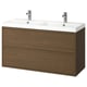 Option: ÄNGSJÖN / BACKSJÖN Wash-stnd w drawers/wash-basin/taps, brown oak effect, 120x48x69 cm