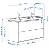 ÄNGSJÖN / BACKSJÖN Wash-stnd w drawers/wash-basin/taps, high-gloss white/bamboo, 122x49x71 cm