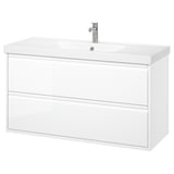 ÄNGSJÖN / ORRSJÖN Wash-stnd w drawers/wash-basin/tap, high-gloss white, 122x49x69 cm