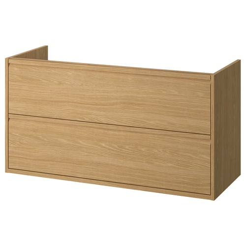 ÄNGSJÖN light oak bathroom cabinet, wall-mounted with drawers, simple minimalist design.