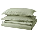 ÄNGSLILJA Duvet cover and 2 pillowcases, grey-green, 240x220/50x80 cm