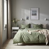 ÄNGSLILJA Duvet cover and 2 pillowcases, grey-green, 240x220/50x80 cm