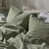 ÄNGSLILJA Duvet cover and 2 pillowcases, grey-green, 240x220/50x80 cm
