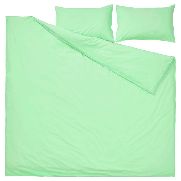 ÄNGSLILJA Duvet cover and 2 pillowcases, light green, 240x220/50x80 cm