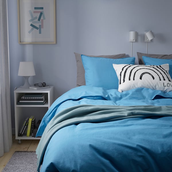 ÄNGSLILJA Duvet cover and pillowcase, blue, 150x200/50x80 cm
