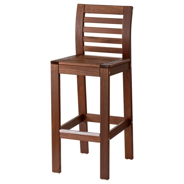 applaro bar stool with backrest outdoor brown stained ikea
