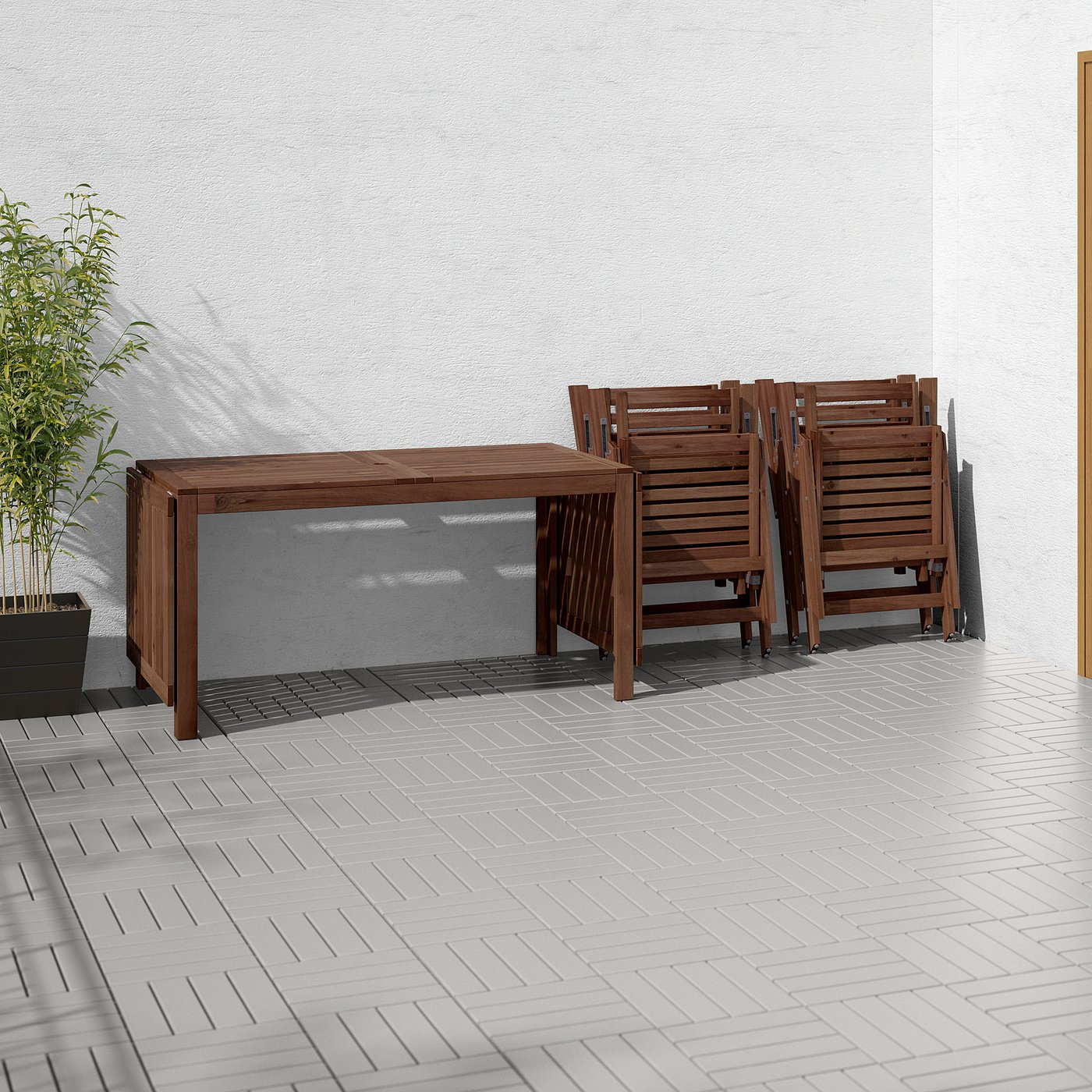Applaro Table 4 Reclining Chairs Outdoor Brown Stained Hallo