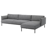 ÄPPLARYD 4-seat sofa with chaise longue, Lejde grey/black