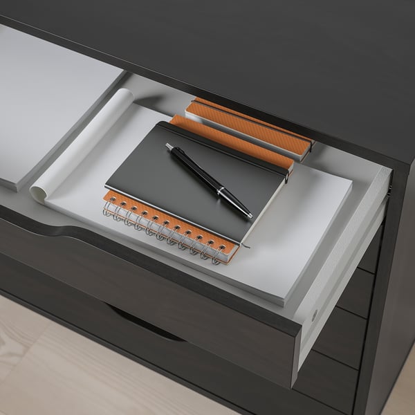 ALEX Drawer unit on castors, black-brown, 67x66 cm