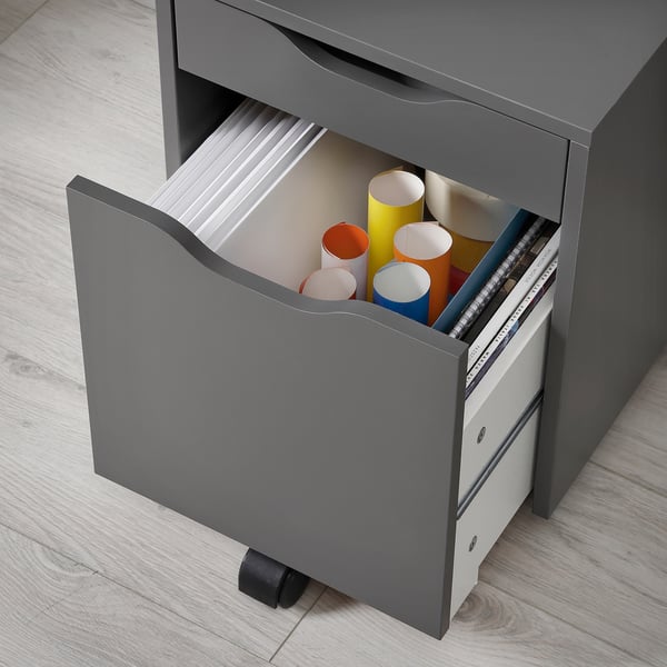 ALEX Drawer unit on castors, dark grey/black, 36x50 cm