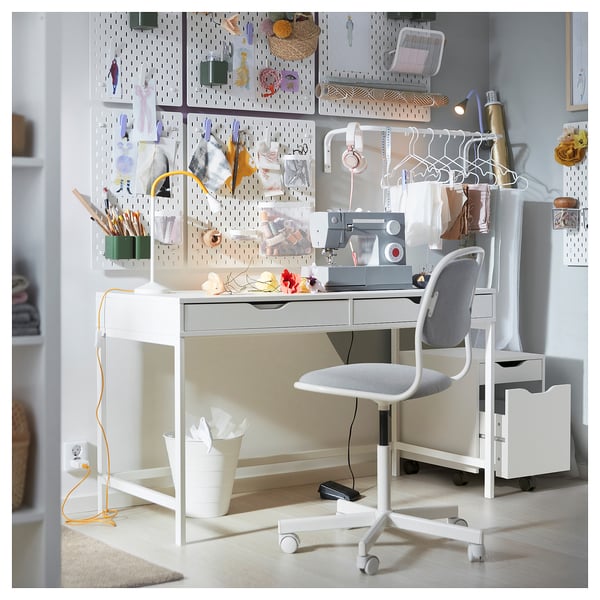 ALEX Drawer unit on castors, white/black, 36x50 cm