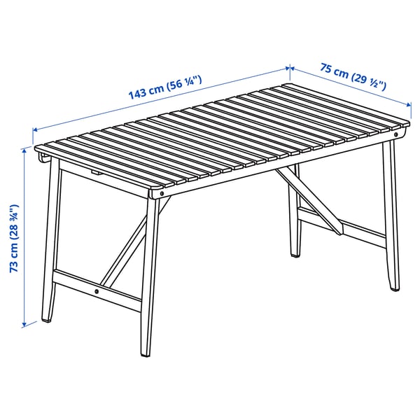 ASKHOLMEN Table+4 folding chairs, outdoor, dark brown, 143x75 cm