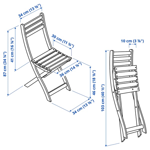 ASKHOLMEN Table and 2 folding chairs, outdoor, dark brown, 60x62 cm