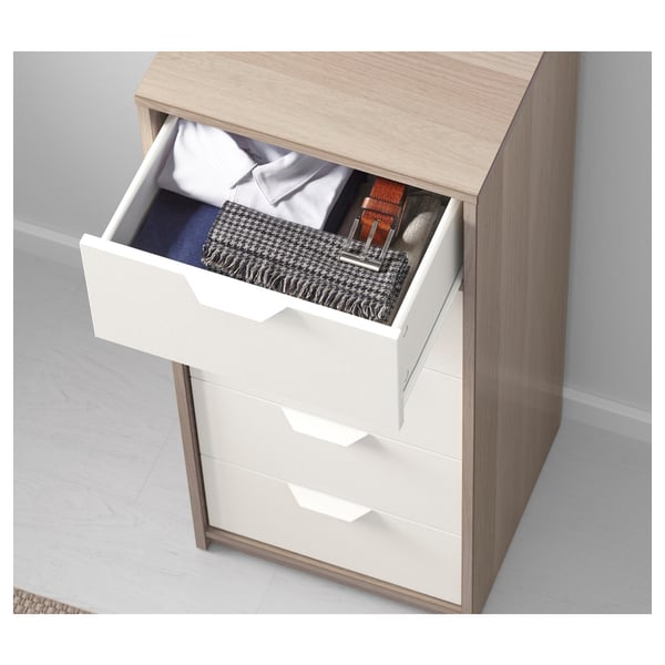 Askvoll Chest Of 5 Drawers White Stained Oak Effect White Ikea
