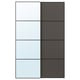 AULI / MEHAMN Pair of sliding doors, black mirror glass/double sided dark grey, 150x236 cm