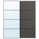 AULI / MEHAMN Pair of sliding doors, black mirror glass/double sided dark grey, 200x236 cm