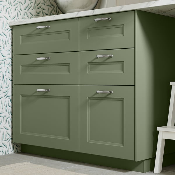 AXSTAD Drawer front, grey-green, 40x10 cm
