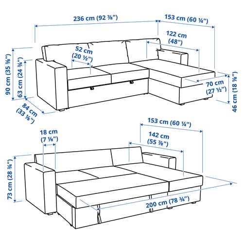 Illustration with measurements for the product: BÅRSLÖV.