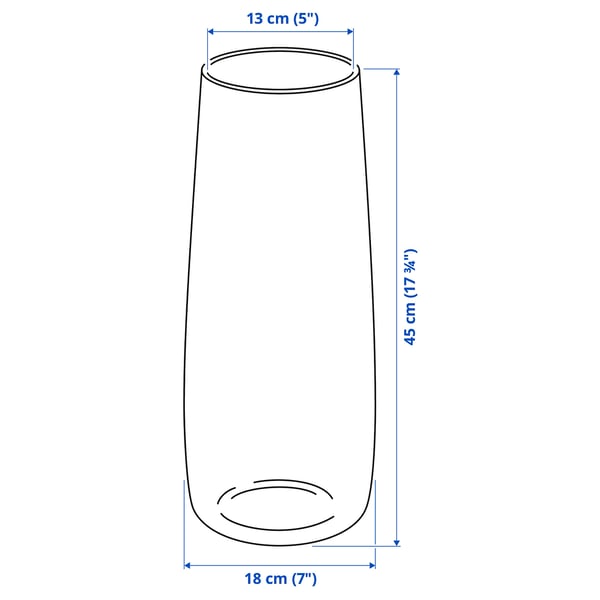 BERÄKNA Vase, clear glass, 45 cm