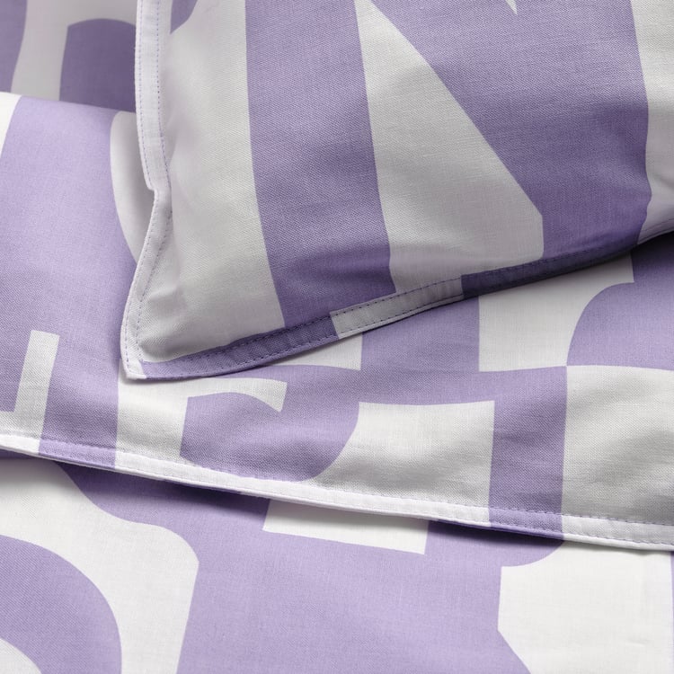 BERGHEMLOCK duvet cover and 2 pillowcases, white/lilac, 240x220/50x80