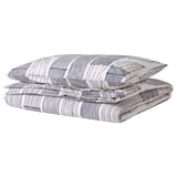 BERGKORSÖRT Duvet cover and pillowcase, white/grey, 150x200/50x80 cm