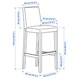 BERGMUND Bar stool with backrest frame, white, 75 cm